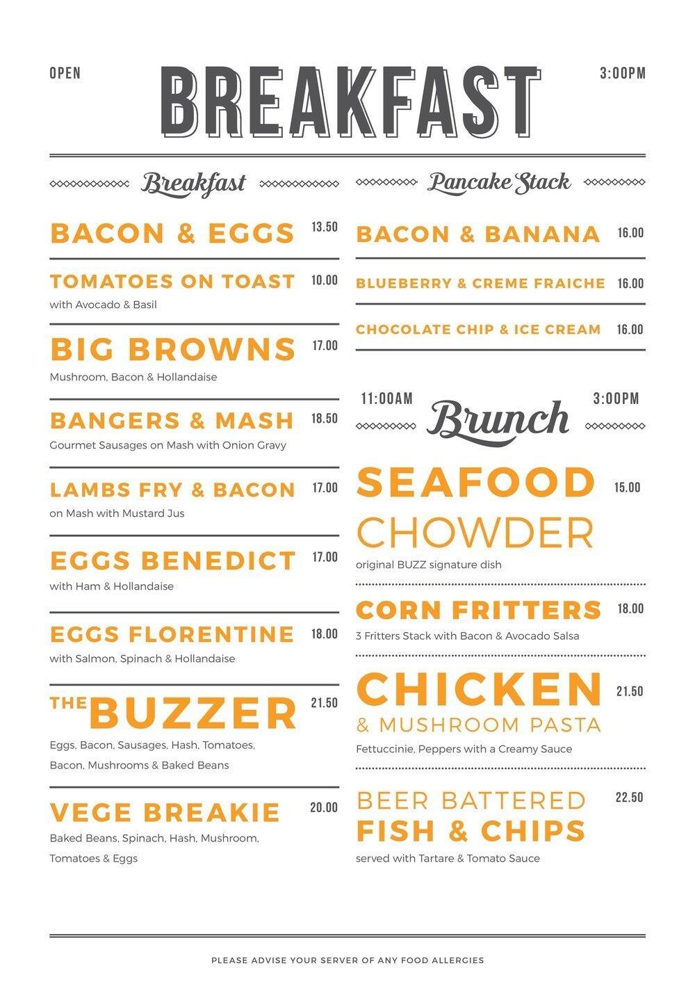 Buzz Menu, Menu for Buzz, Lower Hutt Central, Wellington Menumania/Zomato