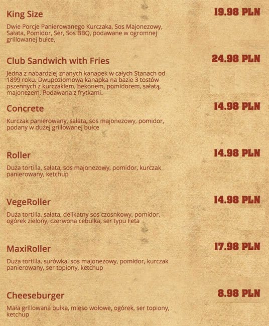 Menu at 7 Street Bar & Grill Warszawa Wawer, Warsaw