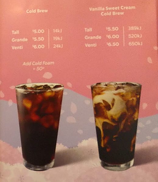 Menu at Starbucks Mt Druitt cafe, Mount Druitt, Pad Site 1 Westfield