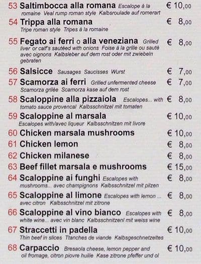 Menu di Trattoria Giovanni 