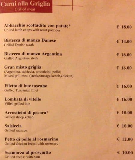 Menu di Hostaria Al Boschetto 
