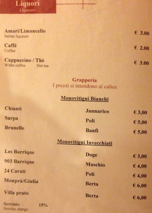 Menu di Hostaria Al Boschetto 