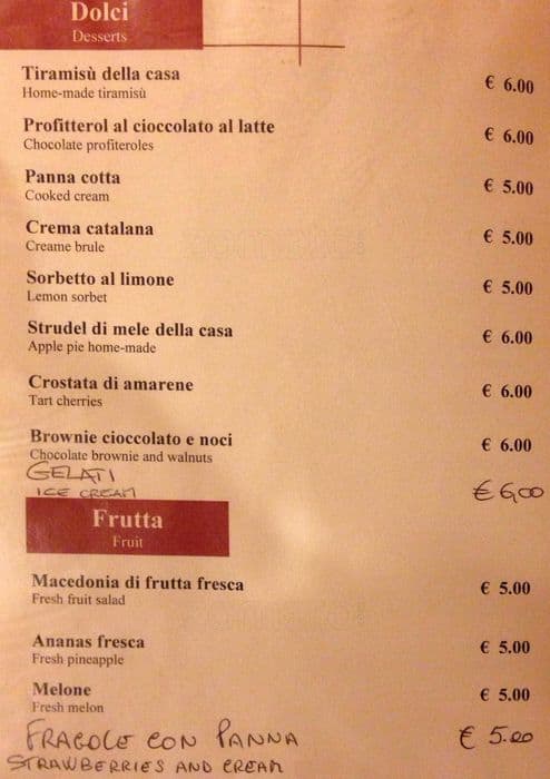 Menu di Hostaria Al Boschetto 