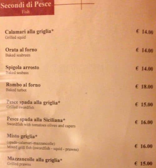 Menu di Hostaria Al Boschetto 
