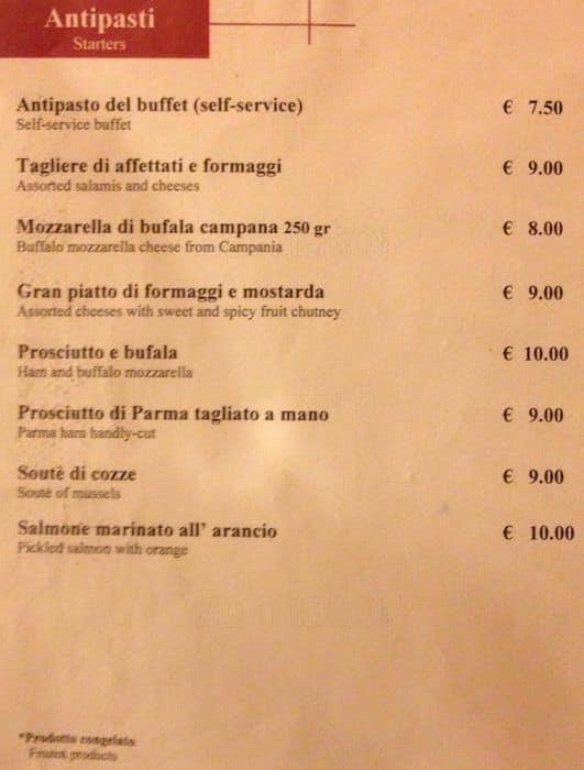 Menu di Hostaria Al Boschetto 