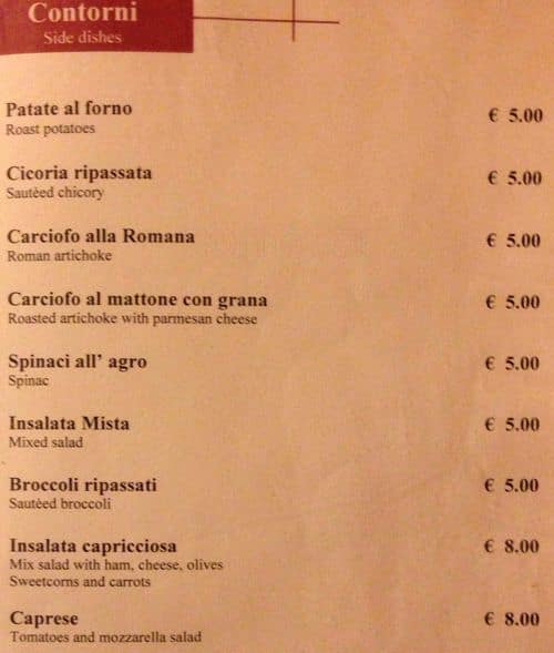 Menu di Hostaria Al Boschetto 