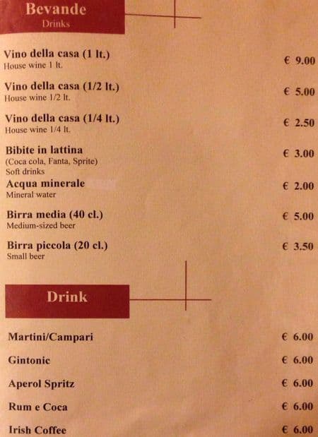 Menu di Hostaria Al Boschetto 