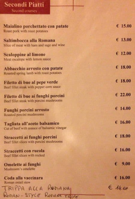 Menu di Hostaria Al Boschetto 