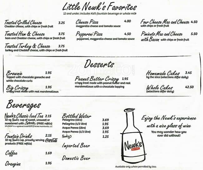 Newks Printable Menu