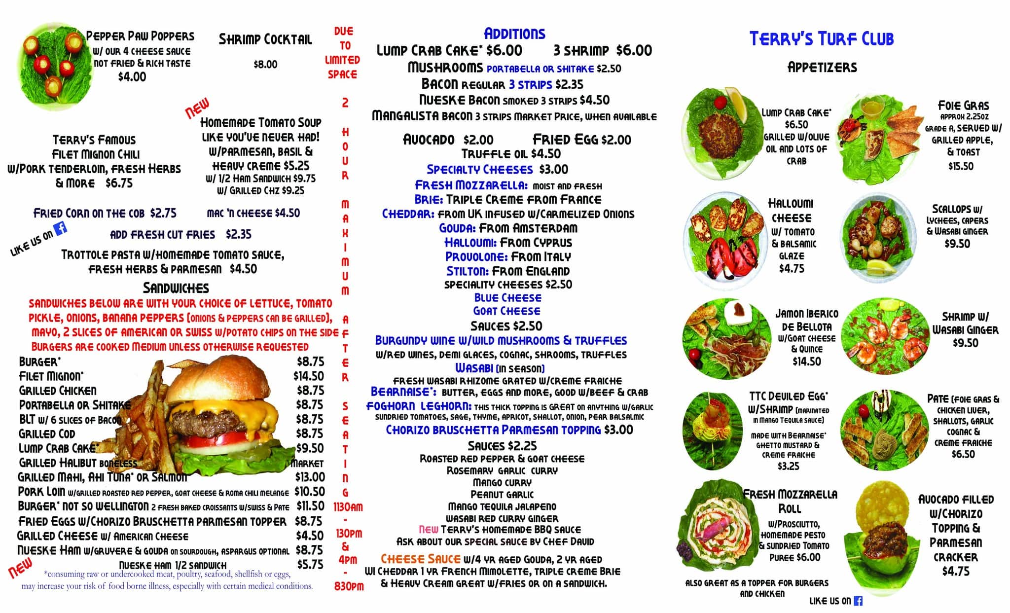 Menu at Terry's Turf Club, Cincinnati