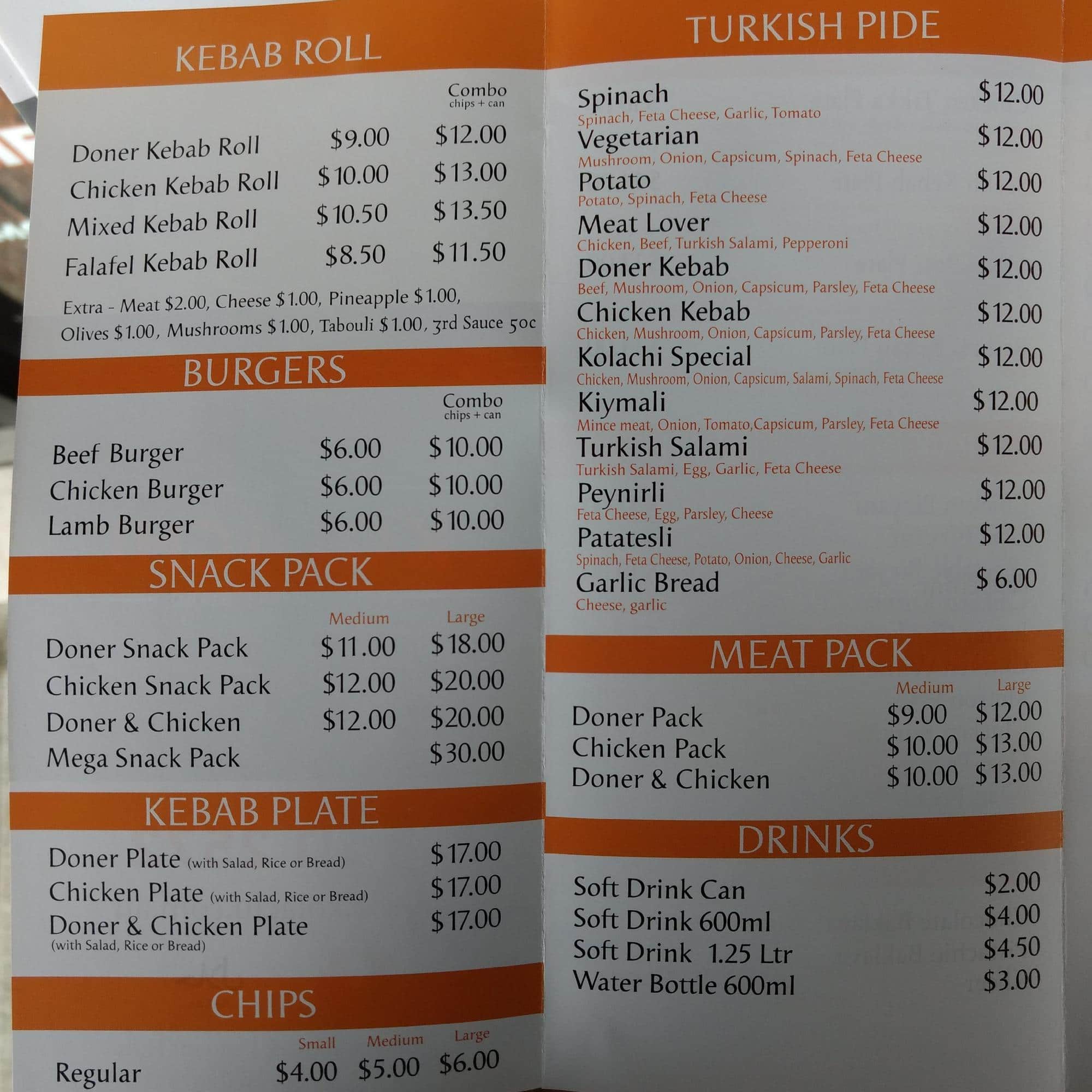 Menu at Kolachi pizzeria, Pennant Hills, 96 Yarrara Rd