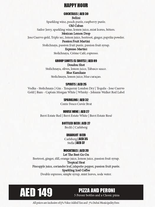 Menu of Jazz@PizzaExpress, Jumeirah Lake Towers (JLT), Dubai