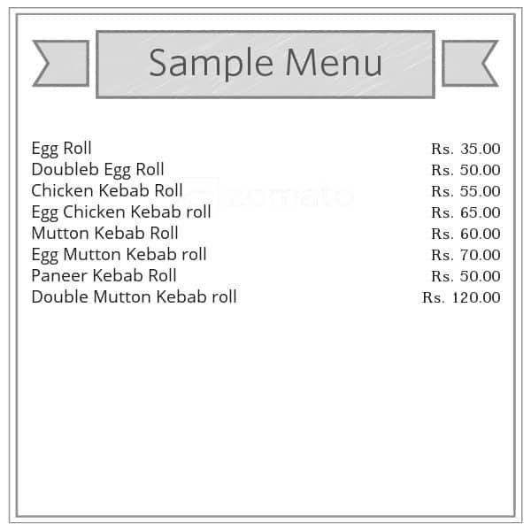 Roll 'n' Tandoor menu
