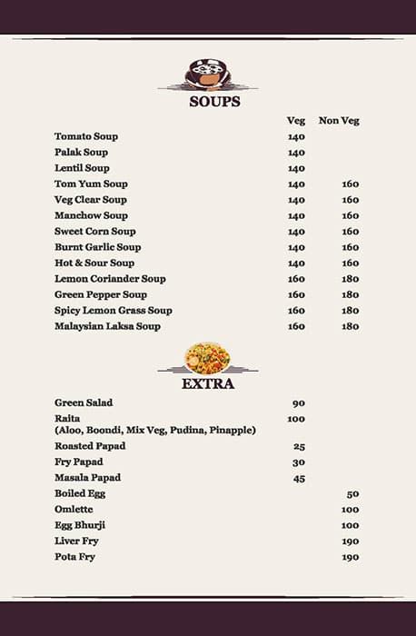 Ratna Palace menu