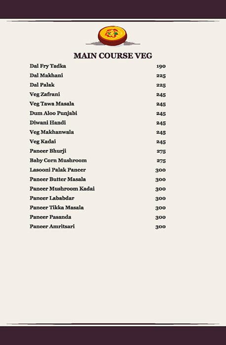 Ratna Palace menu