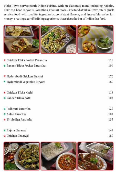 Tikka Town - Lavasa menu