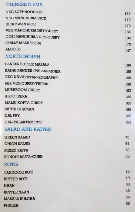 Shree Venkateshwara Coffee Shop menu