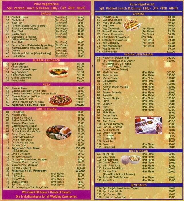 Aggarwal's Sweets Paradise Menu Zomato