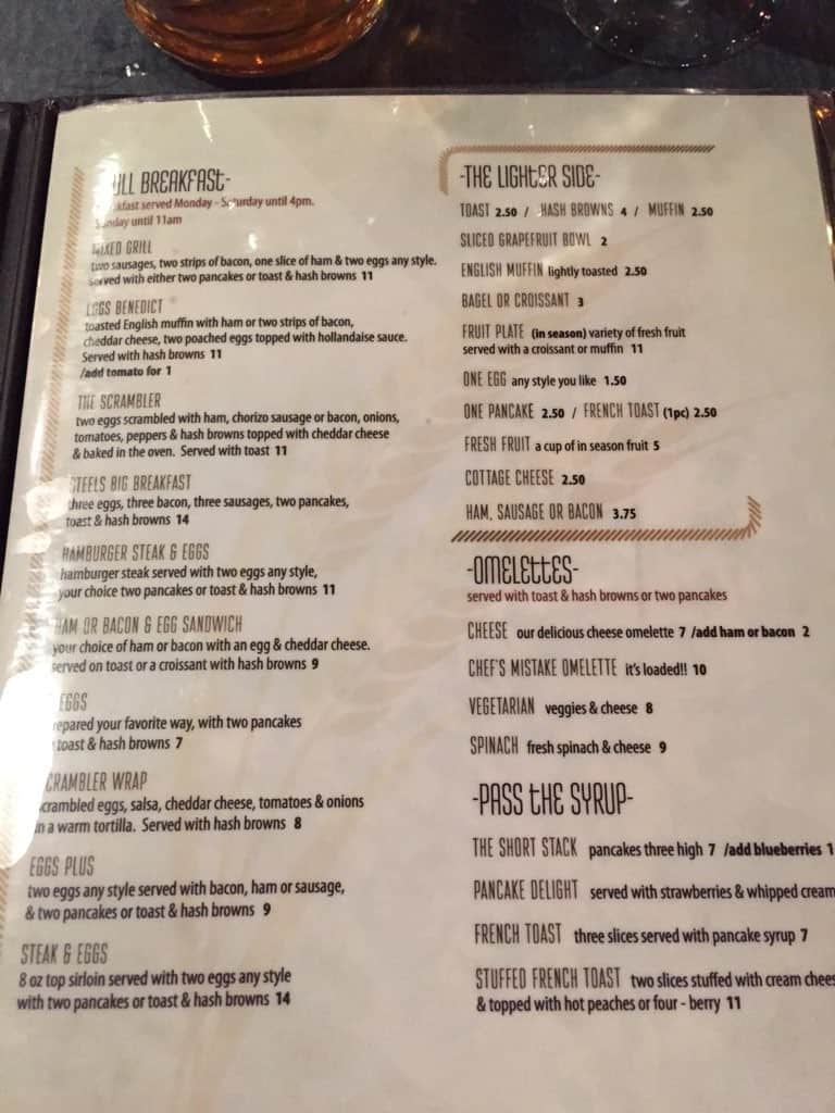 Menu at Steels Cafe & Grill, Lloydminster, 44 St