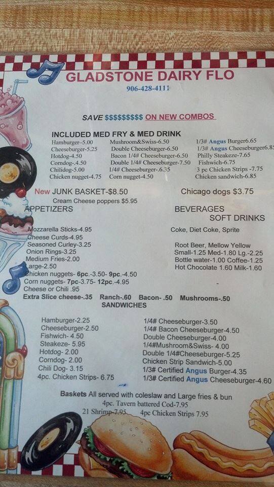 Menu at Dairy Flo restaurant, Gladstone