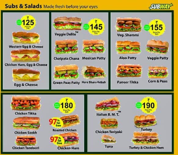 Subway Menu, Menu for Subway, Chandivali, Mumbai - Zomato