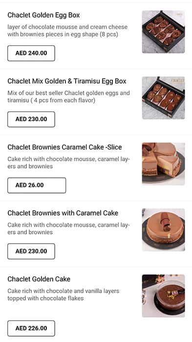 Menu at Chaclet Emirati Chocolatier cafe, Al Ain