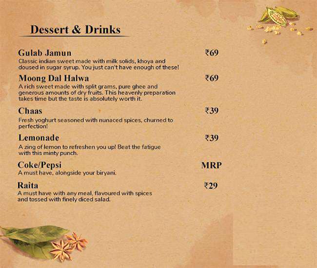 Itminaan Matka Biryani - Slow Cooked menu