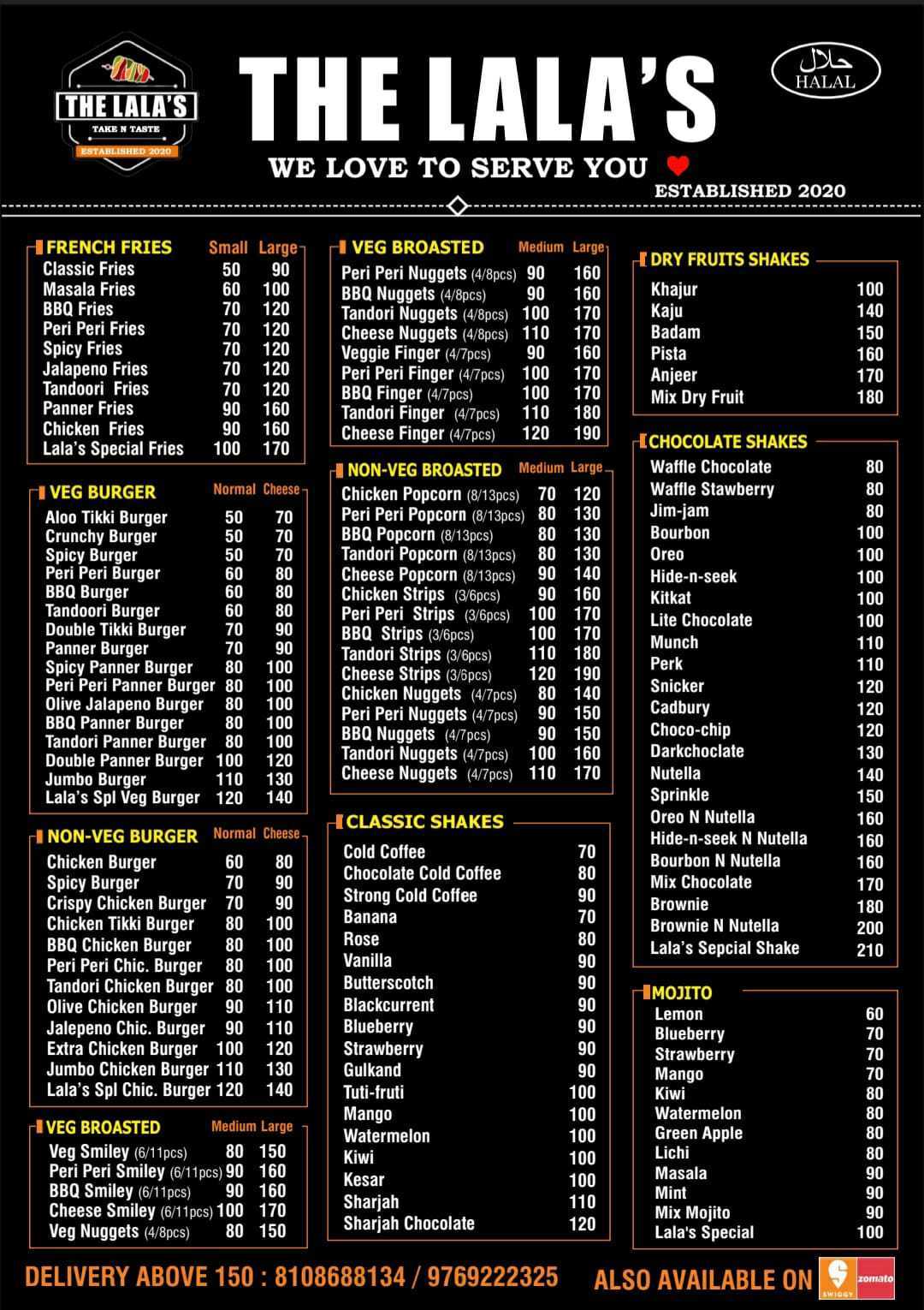 The Lala's menu