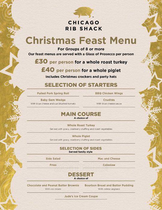 Chicago Rib Shack menu