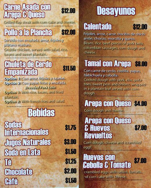 Menu at Las Delicias restaurant, Mississauga, 59 A Dundas St W