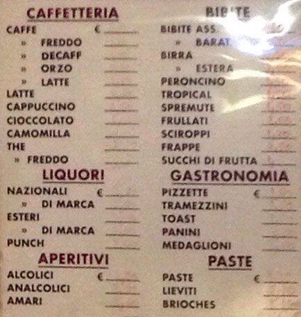 Menu di BAR TONY 