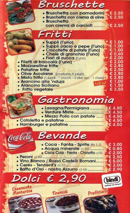 Menu di Mary Pizza 