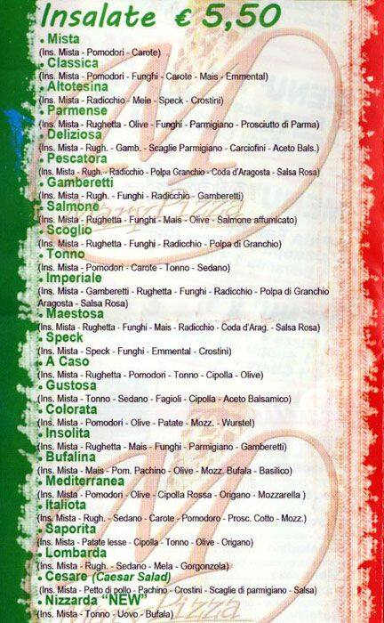 Menu di Mary Pizza 