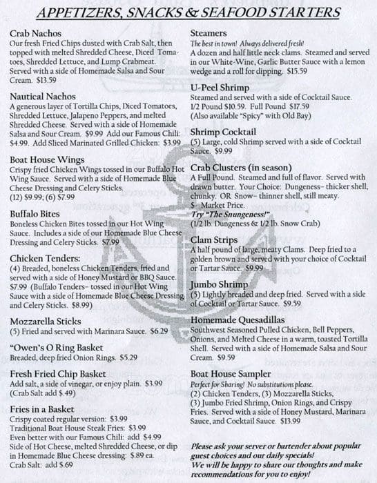 Campbell's Boat House Menu - Urbanspoon/Zomato