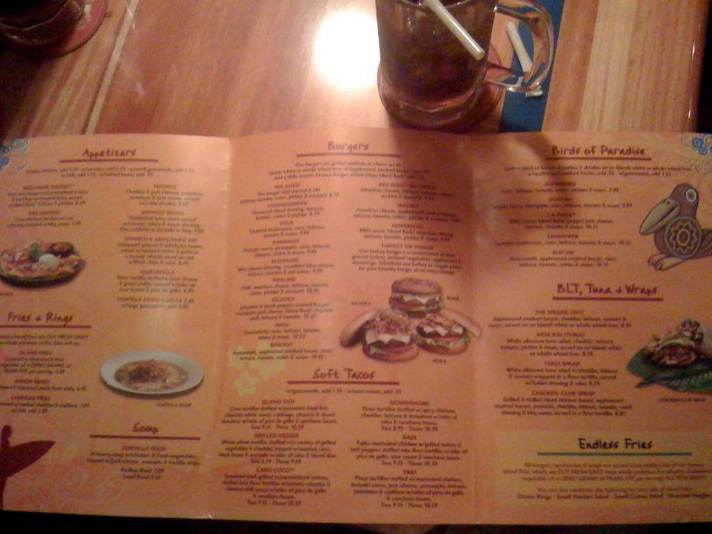 Islands Fine Burgers & Drinks Vista Menu Urbanspoon/Zomato