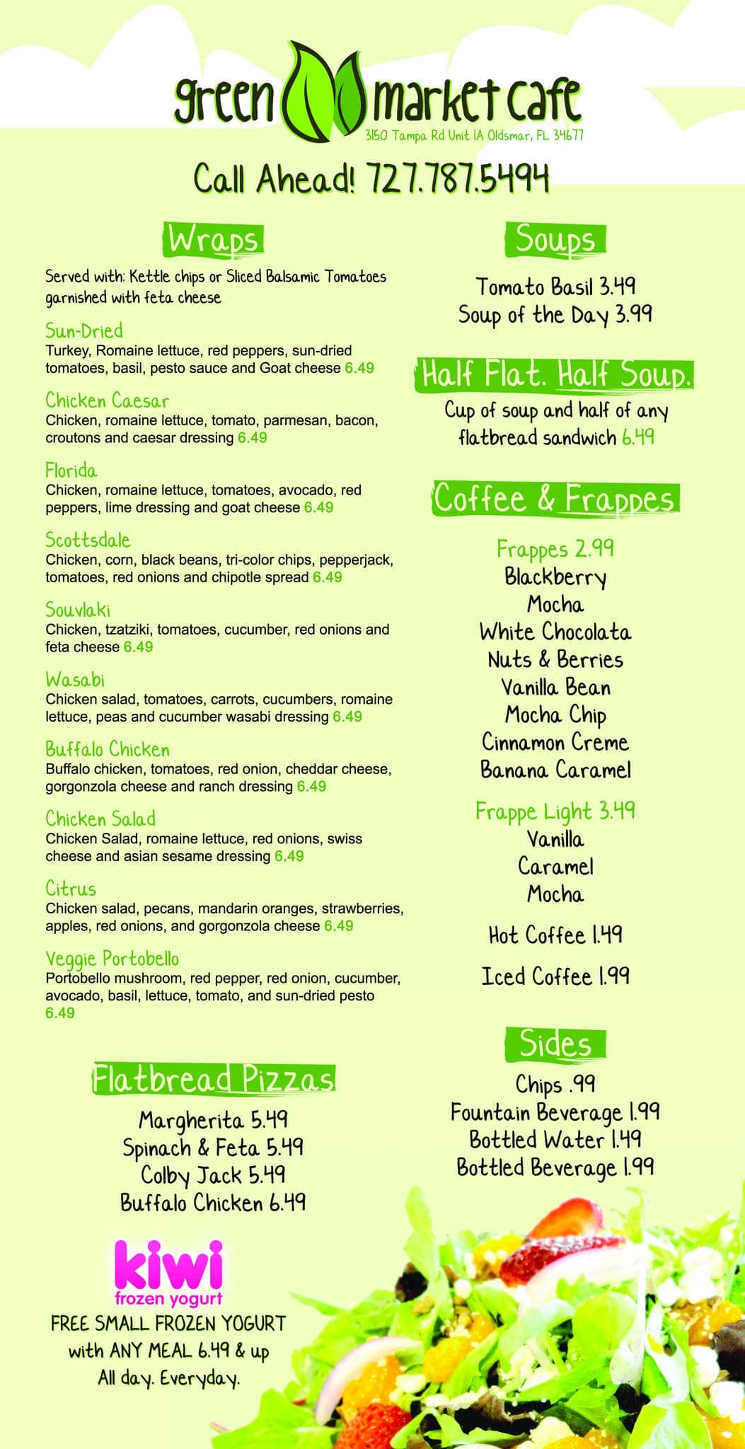Menu at Green Market Cafe, Oldsmar, Tampa Rd 4