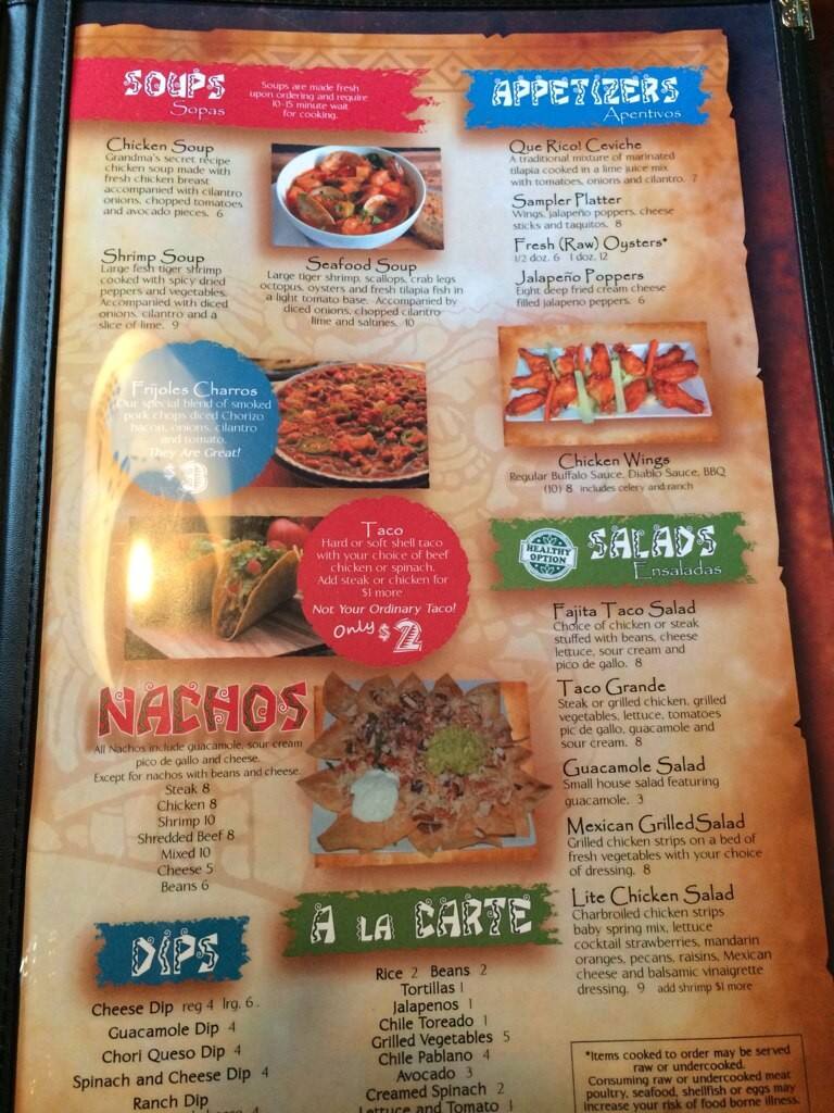 Menu at Tequilas Bar & Grill, Hendersonville