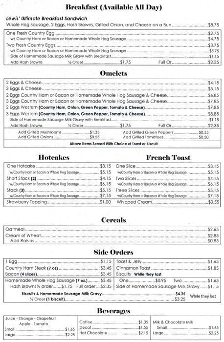 Lewis Cafe Menu, Menu for Lewis Cafe, St Clair, St Clair - Urbanspoon ...