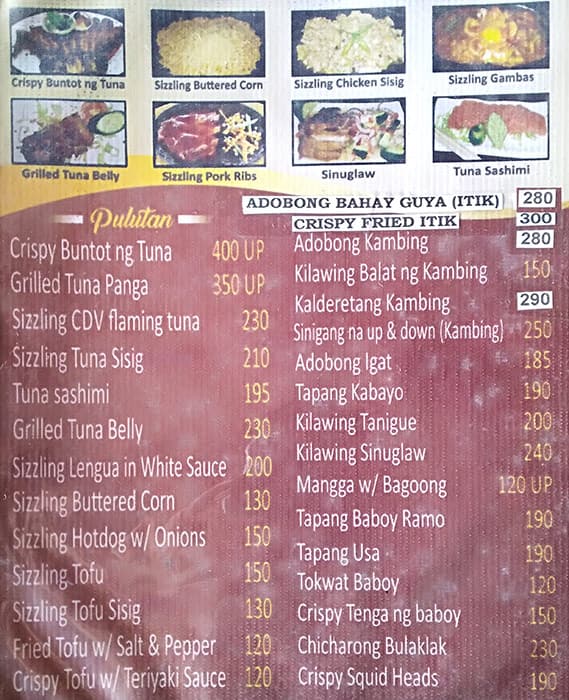 Menu at Ciudad De Valenzuela Restaurant, Valenzuela