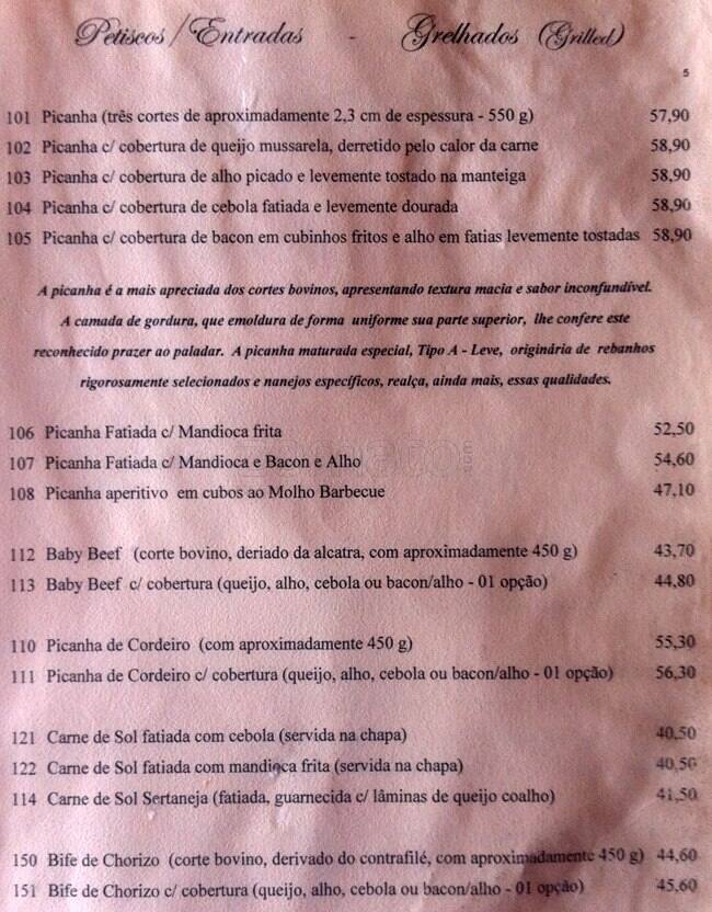 Picanhas do Sul cardápio