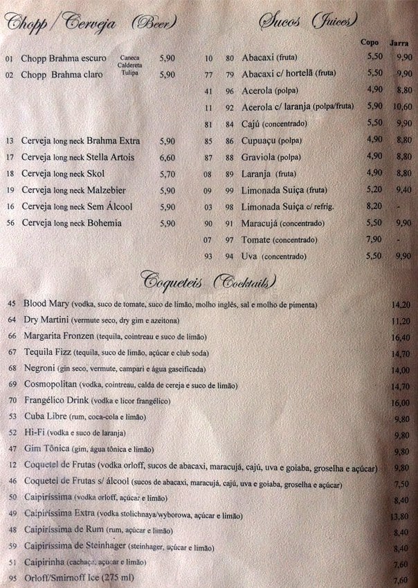 Picanhas do Sul cardápio