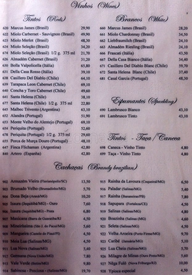 Picanhas do Sul cardápio