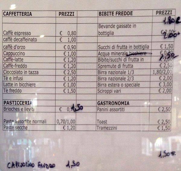 Menu de Il Caffettino Bar