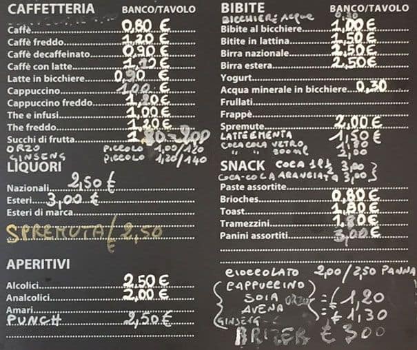 Caffettone меню