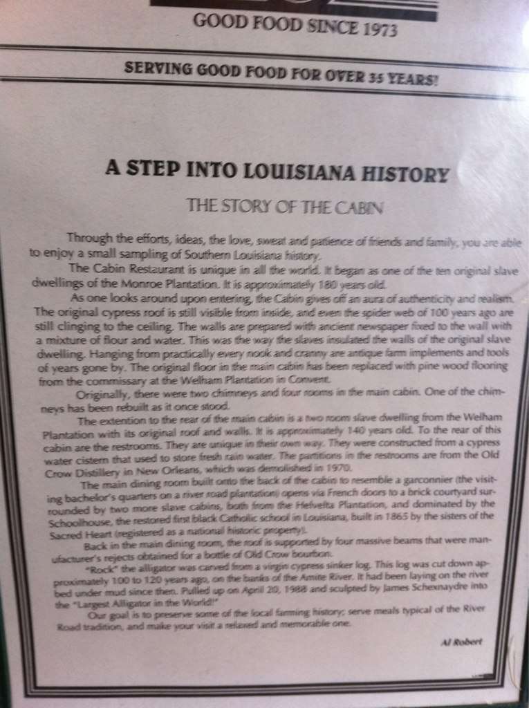 The Cabin Menu Menu For The Cabin Gonzales Baton Rouge