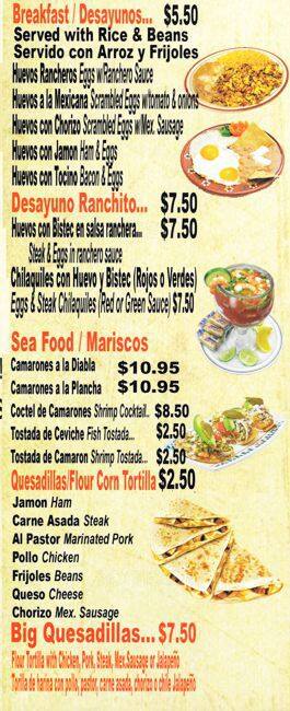 El Ranchito Taqueria menu