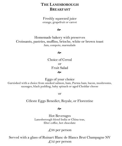 Céleste - The Lanesborough London Menu - Zomato UK