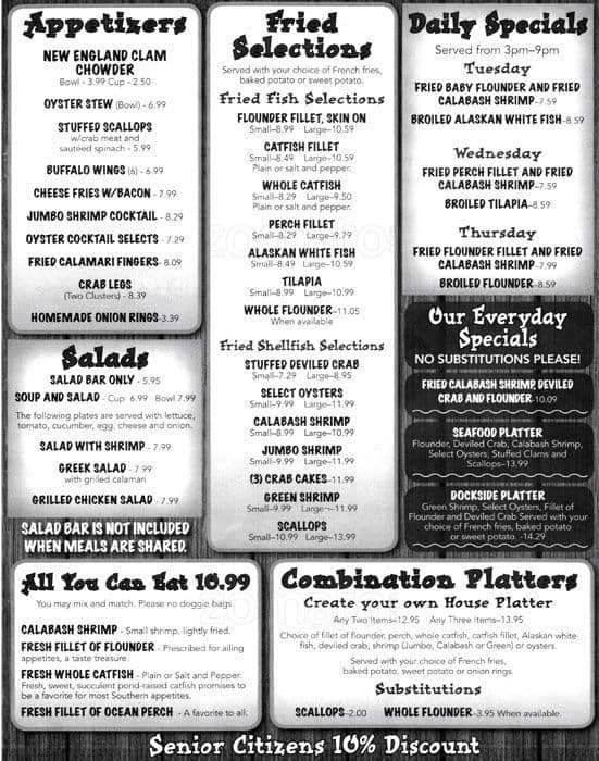 Menu at Pier 51 steakhouse, Concord, 744 Cabarrus Ave W