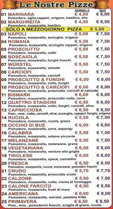 Menu di La Mia Regina 