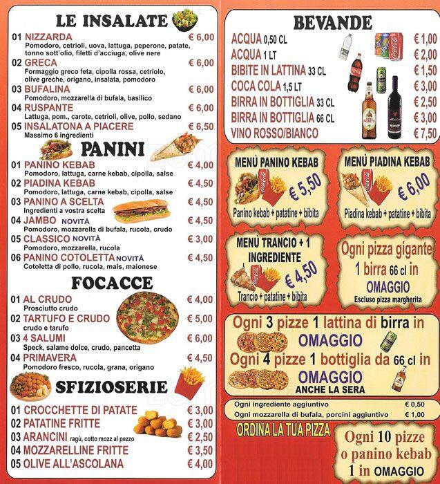 Menu di La Mia Regina 